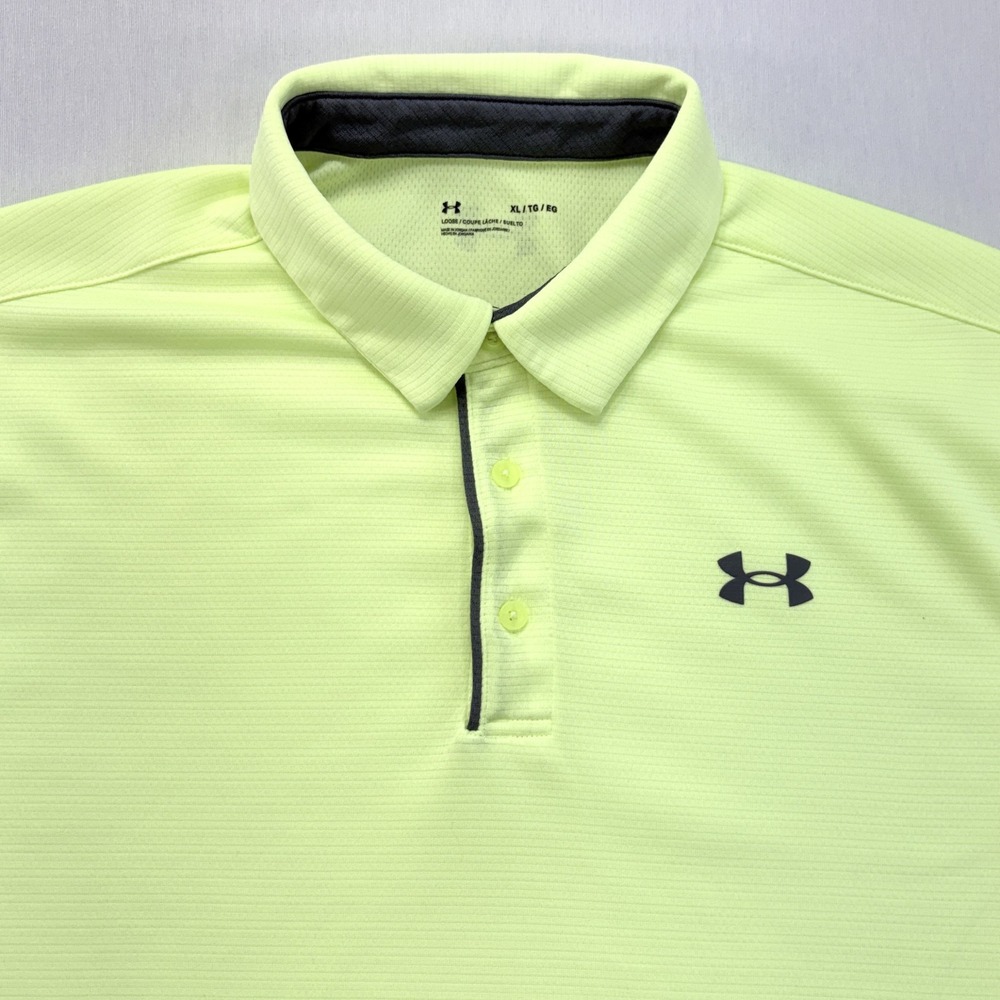 Under Armour Mens Tech Polo Golf Shirt XL Lime Green 1290140 Short Sleeve